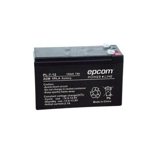 [EPCOM_PL-7-12] Epcom Batería 12 Vcc / 7 Ah / UL / Tecnología AGM-VRLA / Para uso en equipo electrónico Alarmas de intrusión / Incendio/ Control de acceso / Video Vigilancia / Terminales F1 / Cargador recomendado CHR-80.
