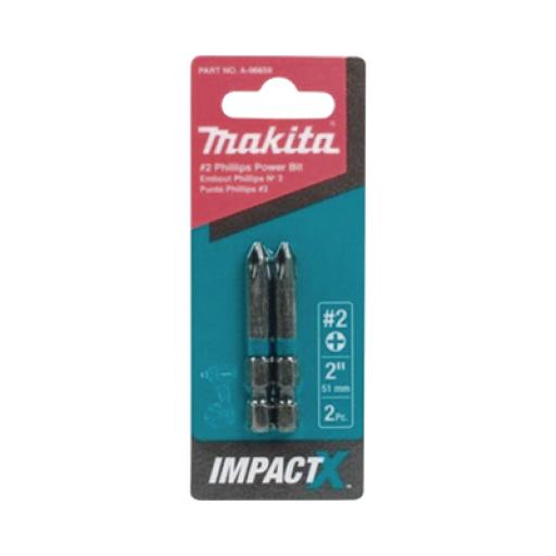 [MAKITA_A-96659] Makita Punta phillips # 2 de 2” (51mm) impact-x punta ph2, blister con 2 piezas.