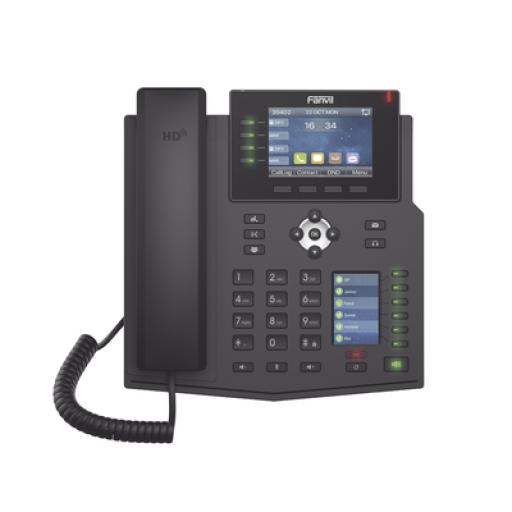 [FANVIL_X5U] Fanvil Teléfono IP Empresarial con Estándares Europeos, 16 líneas SIP con pantalla LCD a color 3.5, 30 teclas DSS/BLF, puertos Gigabit, IPv6, Opus y conferencia de 3 vías, PoE/DC