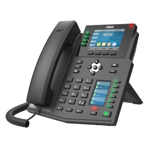 [FANVIL_X5U] Fanvil Teléfono IP Empresarial con Estándares Europeos, 16 líneas SIP con pantalla LCD a color 3.5", 30 teclas DSS/BLF, puertos Gigabit, IPv6, Opus y conferencia de 3 vías, PoE/DC