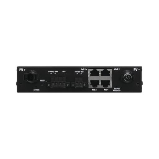 [UBIQUITINETWORKS_SM-SW-40] Ubiquiti Networks Controlador de carga MPPT SunMax SolarPoint 24V 7A para interior con switch PoE pasivo 24V integrado para alimentar equipos airMAX