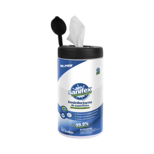 [SILIMEX_SANIFEX-TOALLAS-50] Silimex Toallitas desinfectantes formuladas para desinfectar las superficies, ayudando a eliminar virus, bacterias y hongos que pueden ser perjudiciales para la salud, presentación 50 toallas