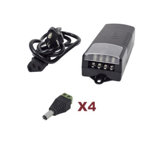 [EPCOM_K2-PS12DC4C] Epcom Kit con fuente EPCOM con salida de 12 Vcc a 5 Amper con 4 salidas / Incluye conectores JR52