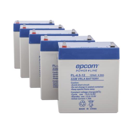 [EPCOM_PL-4.5-12/PAQ] Epcom Paquete de 5 Baterías PL4.512, Ahorre $ con este KIT