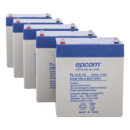 [EPCOM_PL-4.5-12/PAQ] Epcom Paquete de 5 Baterías PL4.512, Ahorre $ con este KIT 