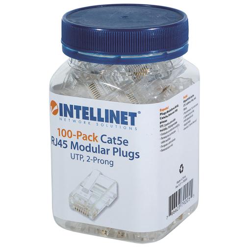 [INTELLINET_790055] Intellinet PLUG RJ45 CAT5E MULTIFILAR UTP BOTE 100 PZAS ORO 15-MICRAS